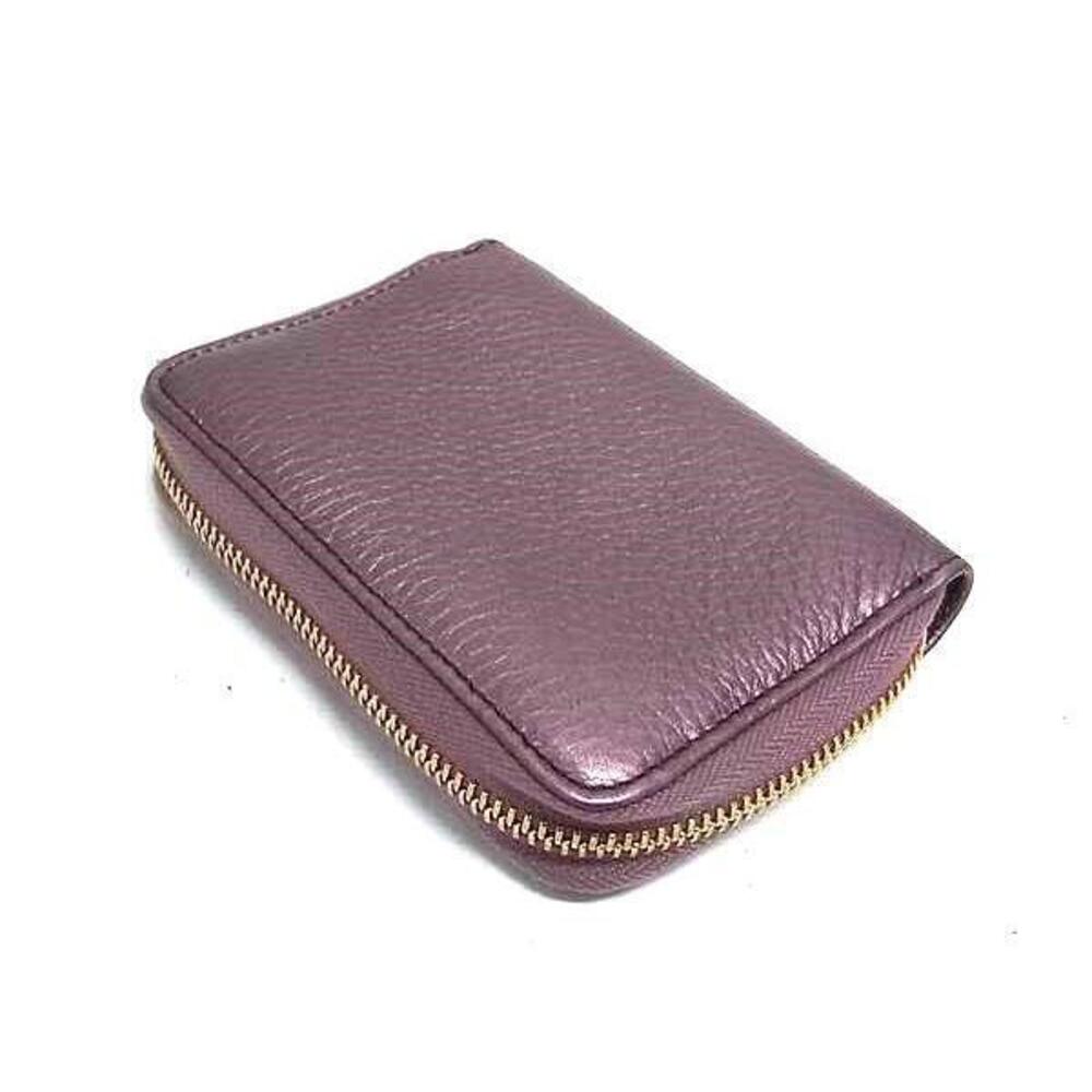 GUCCI Soho Interlocking GG Leather Tassel coin wallet Case Card Purple